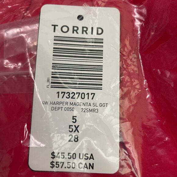 Torrid NWT Harper Georgette Sleeveless Blouse Size 5X Pink Magenta Pockets - Picture 6 of 8
